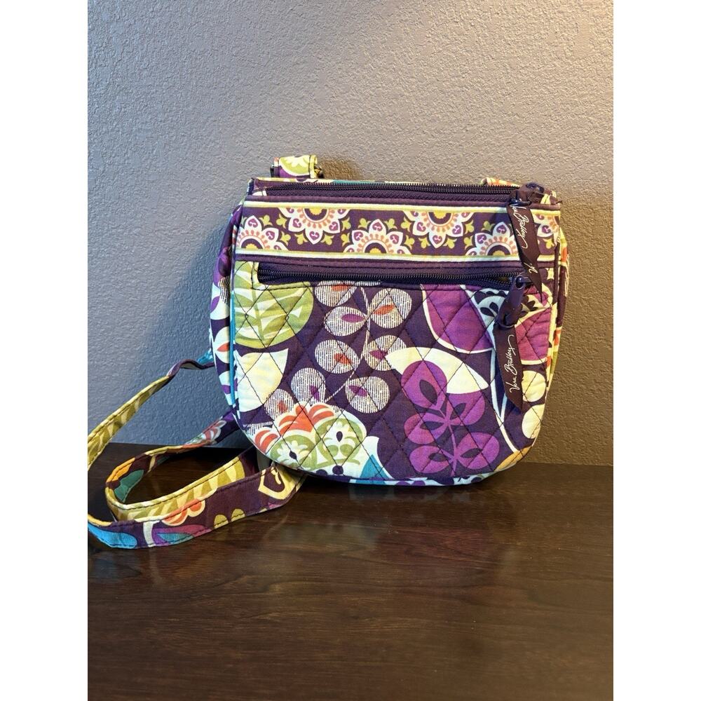 Vera Bradley Little Flap Hipster Quilted Plum Crazy Floral Pattern Crossbody Bag